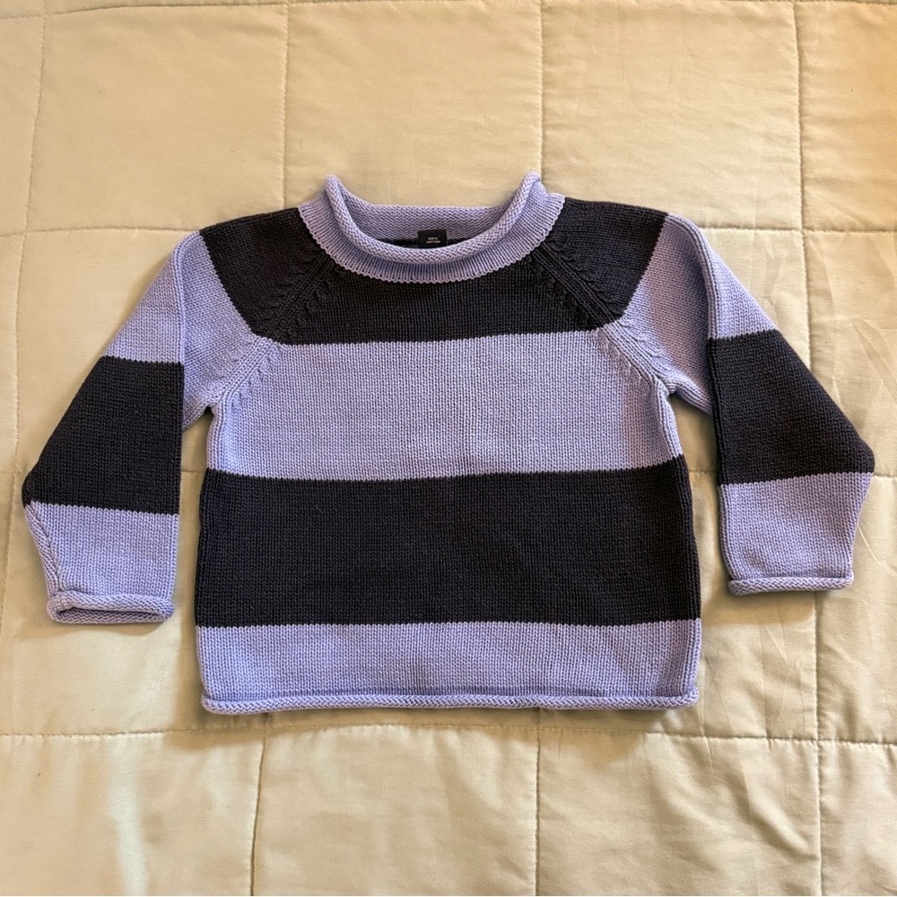 Lands' End Kids Navy Blue and Light Blue Knit Sweater